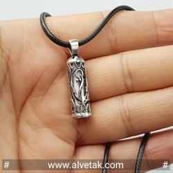 925 Ayar Cevşen Dualı Çapa Figürlü Gümüş Tüp Kolye Ucu : 15111