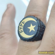 Ay Yıldız  Figürlü Göktürkçe Türk Yazılı Metal Yüzük : YUZMETSIYAYYILDIZ003