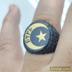 Ay Yıldız  Figürlü Göktürkçe Türk Yazılı Metal Yüzük : YUZMETSIYAYYILDIZ003