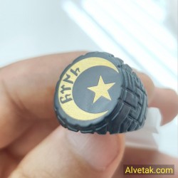 Ay Yıldız  Figürlü Göktürkçe Türk Yazılı Metal Yüzük : YUZMETSIYAYYILDIZ003