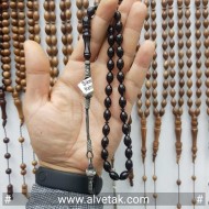 Siyah Renkli 1000 Ayar Gümüş Kazaz Püsküllü Ateş Sıkma Kehribar Tesbih : 12137