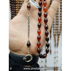 Sarı Siyah Renkli Gümüş Püsküllü Sıkma Kehribar Tesbih : 12041 Sarı Siyah Renkli Gümüş Püsküllü Sıkma Kehribar Tesbih : 12041