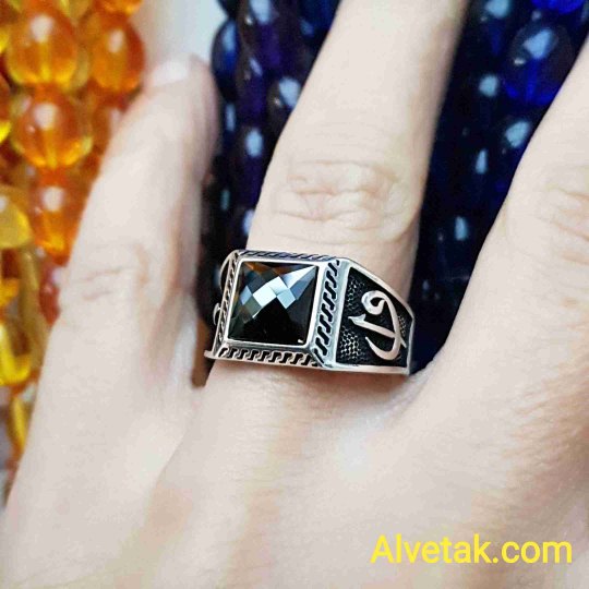 siyah zirkon taşlı 925 ayar gümüş erkek yüzük : 00783
