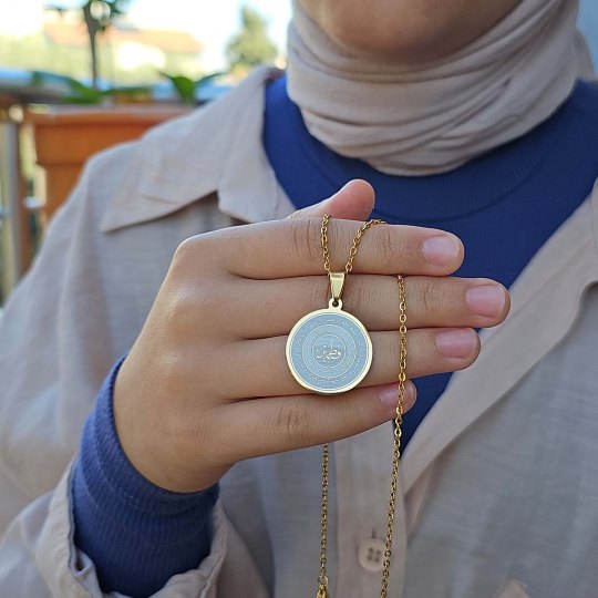 Kıtmir Dualı Kolye, Gold Renk, Kararmaz Çelik Kıtmir Dualı Kolye, Gold Renk, Kararmaz Çelik