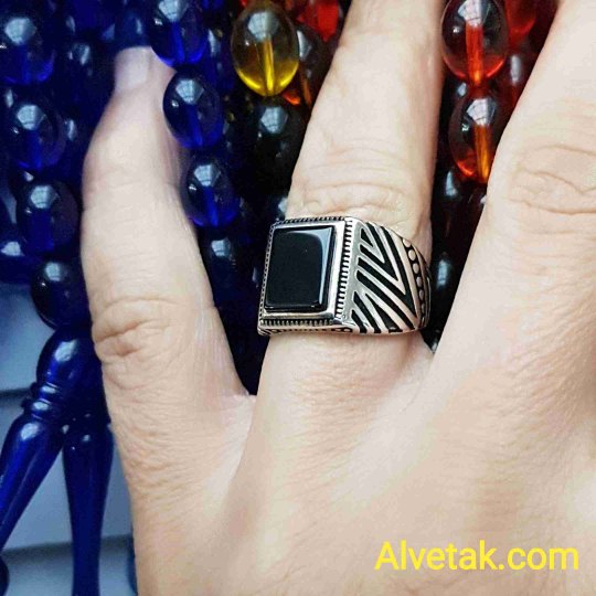 925 Ayar Siyah Oniks Taşlı Gümüş Erkek Yüzük : 02159
