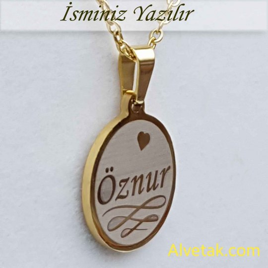 Sarı Gold Yakamoz Model İsimli Çelik Kolye [Yuvarlak : 20mm]