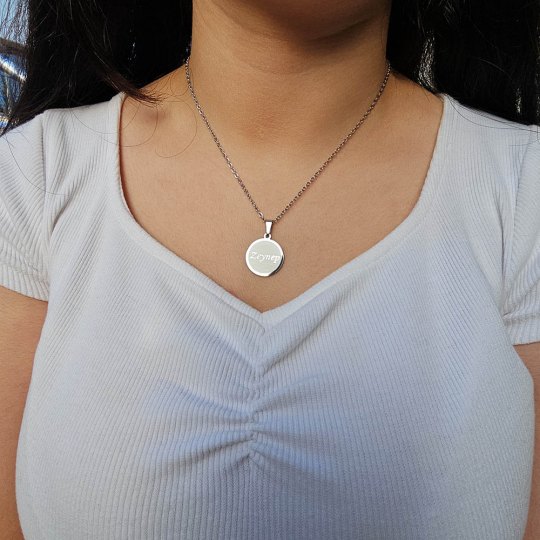 İsimli Kolye, Gümüş Renk, Minimalist Model, Paslanmaz Çelik
