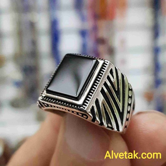 925 Ayar Siyah Oniks Taşlı Gümüş Erkek Yüzük : 02159