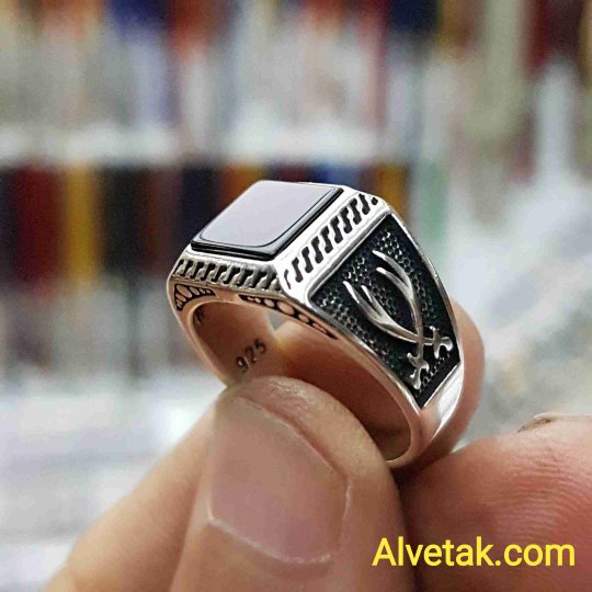 925 Ayar Siyah Oniks Taşlı Gümüş Erkek Yüzük : 01365