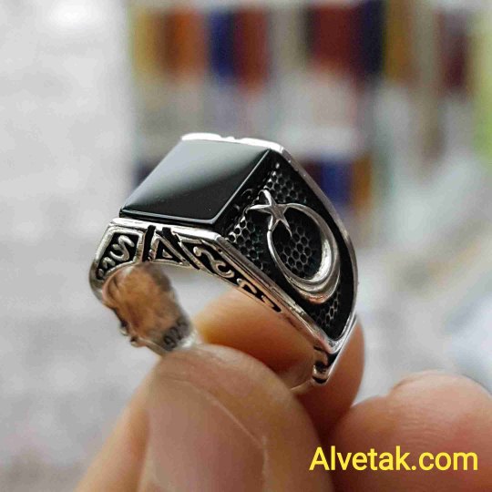 925 Ayar Siyah Oniks Taşlı Gümüş Erkek Yüzük : 01716