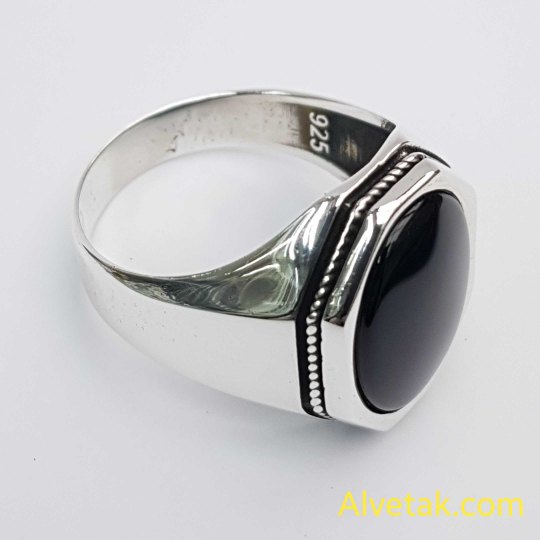 Siyah Oniks Taşlı 925 Ayar Gümüş Erkek Yüzük (Küçük Model): 02403