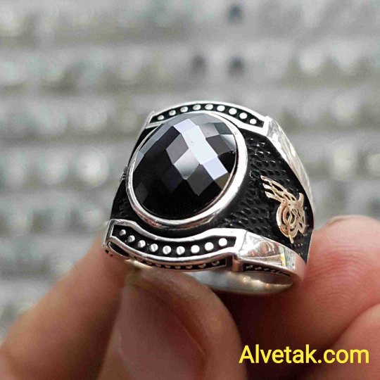 siyah zirkon taşlı 925 ayar gümüş erkek yüzük : 01248