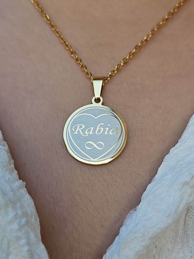 İsimli Kolye, Gold Renk, Kalp Şekilli, Paslanmaz Çelik