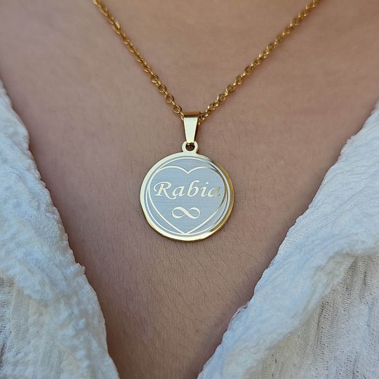 İsimli Kolye, Gold Renk, Kalp Şekilli, Paslanmaz Çelik