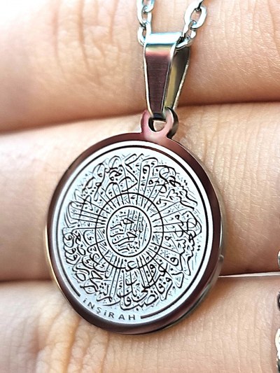 İnşirah Yazılı Kolye, Gümüş Renk, Paslanmaz Çelik,2 mm Uç, K003