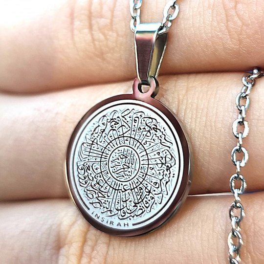İnşirah Yazılı Kolye, Gümüş Renk, Paslanmaz Çelik,2 mm Uç, K003