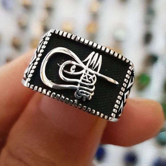 925 Ayar Tuğralı Elips Gümüş Erkek Yüzük : 00480