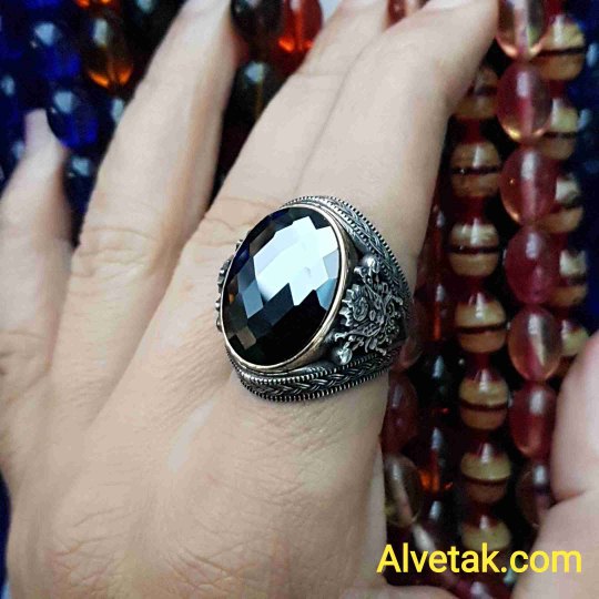 siyah zirkon taşlı 925 ayar gümüş erkek yüzük : 02554
