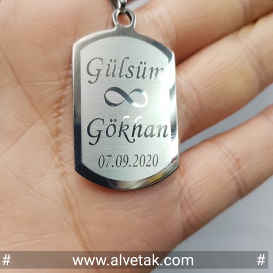 Kararmaz İsimli Çelik Kolye [ Dörtgen Model ]
