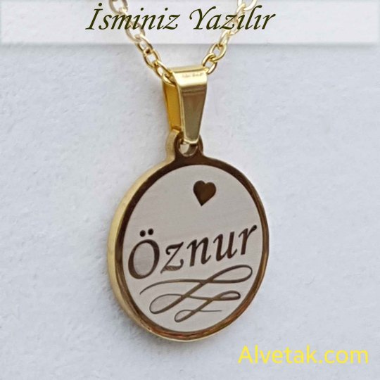 Sarı Gold Yakamoz Model İsimli Çelik Kolye [Yuvarlak : 20mm]