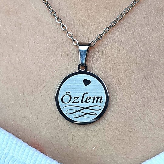 Kişiye Özel İsimli Kolye, Gümüş Renk, Yakamoz Model, Paslanmaz Çelik