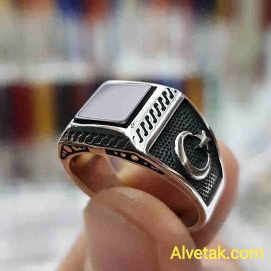 siyah oniks taşlı 925 ayar gümüş erkek yüzük : 00023