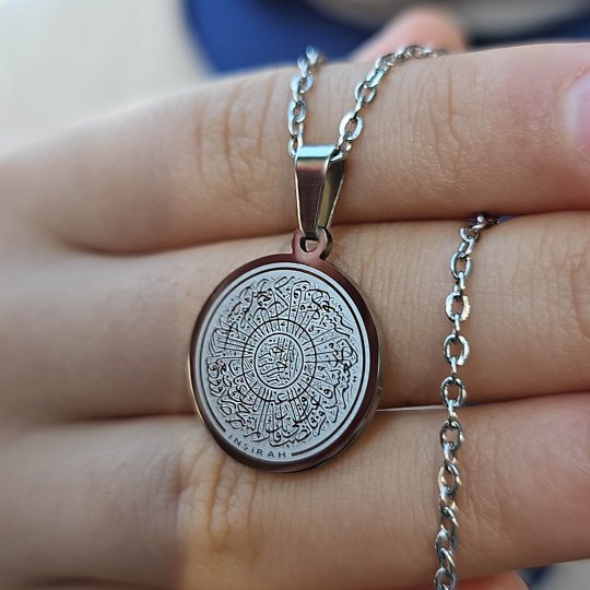 İnşirah Yazılı Kolye, Gümüş Renk, Paslanmaz Çelik,2 mm Uç, K003