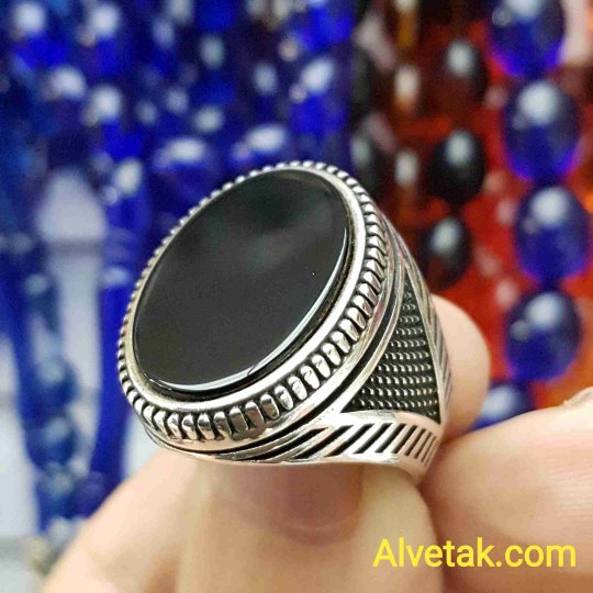 Siyah Oniks Taşlı 925 Ayar Gümüş Erkek Yüzük : 01309