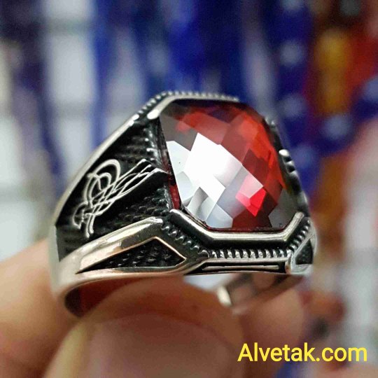 kırmızı zirkon taşlı 925 ayar gümüş erkek yüzük : 01661 kırmızı zirkon taşlı 925 ayar gümüş erkek yüzük : 01661