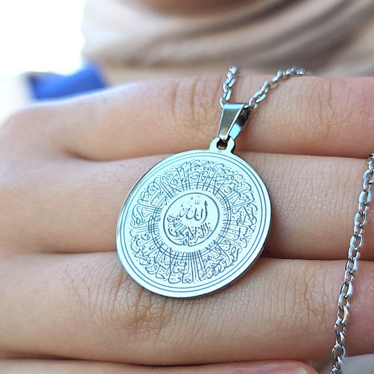 Ayetel Kürsü Kolye, Paslanmaz Çelik, Gümüş Renk, Hat Model
