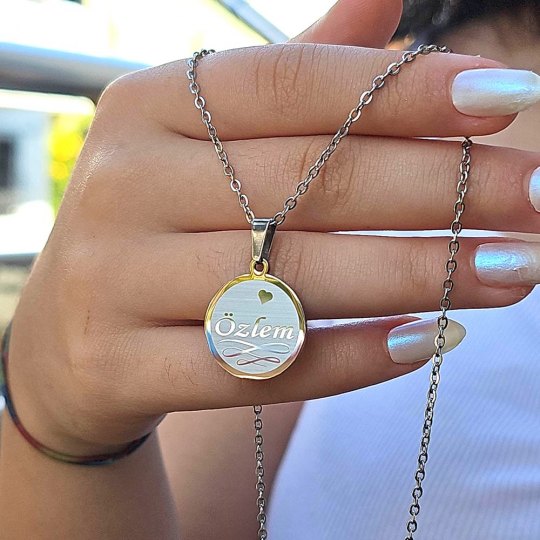 Kişiye Özel İsimli Kolye, Gümüş Renk, Yakamoz Model, Paslanmaz Çelik