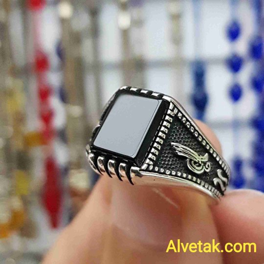 Siyah Oniks Taşlı 925 Ayar Gümüş Erkek Yüzük : 00003