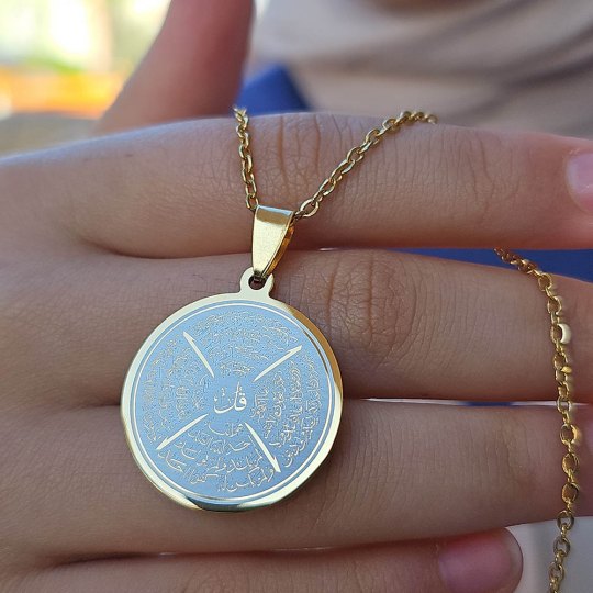 Felak Nas İhlas ve Kafirun, Gümüş Renk, Kararmaz Çelik Kolye