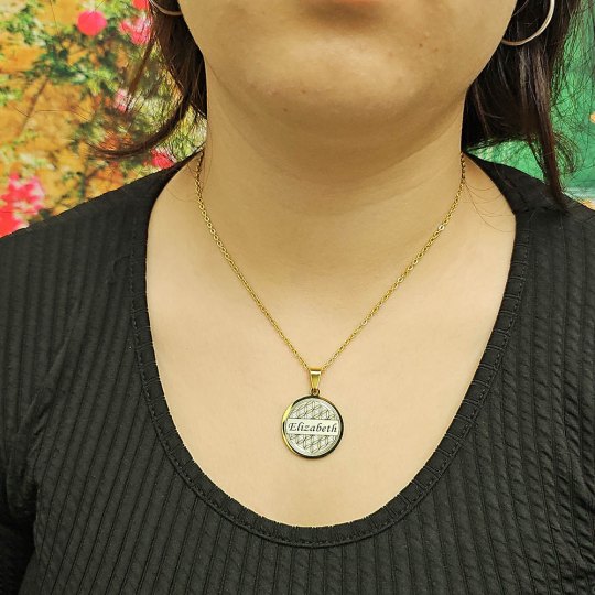 İsimli Kolye, Yaşam Çiçeği, Gold Renk, Kararmaz Çelik