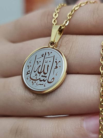 Maşallah Kolye, Kararmaz Çelik Kolye, Gold Renk