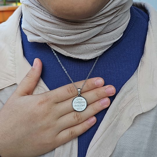 Nazar Ayeti Kolye, Gümüş Renk, Paslanmaz Çelik