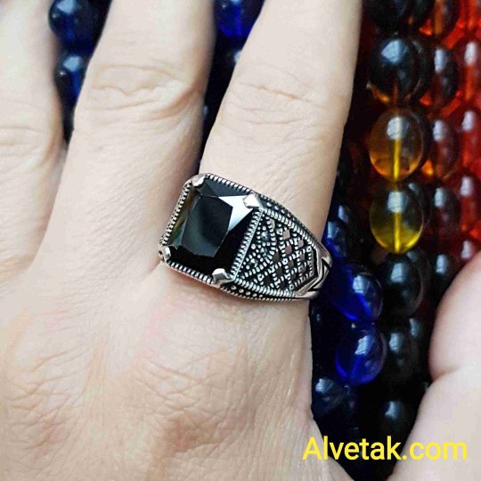 925 Ayar Siyah Oniks Taşlı Gümüş Erkek Yüzük : 01352