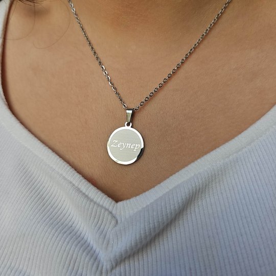 İsimli Kolye, Gümüş Renk, Minimalist Model, Paslanmaz Çelik