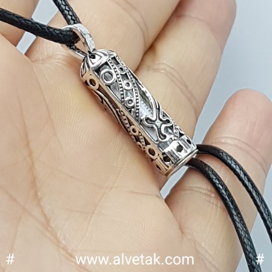 925 Ayar Zülfikar Kılıcı Figürlü Cevşen Dualı Gümüş Tüp Kolye Ucu : 15004