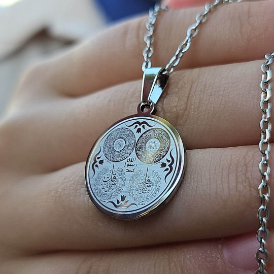 Ayetel Kürsü, Nazar, Felak, Nas Ayetleri, Çelik Kolye, Paslanmaz, Küçük Model