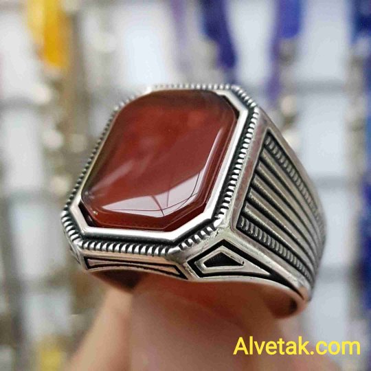 Kırmızı Akik Taşlı 925 Ayar Gümüş Erkek Yüzük : 01908