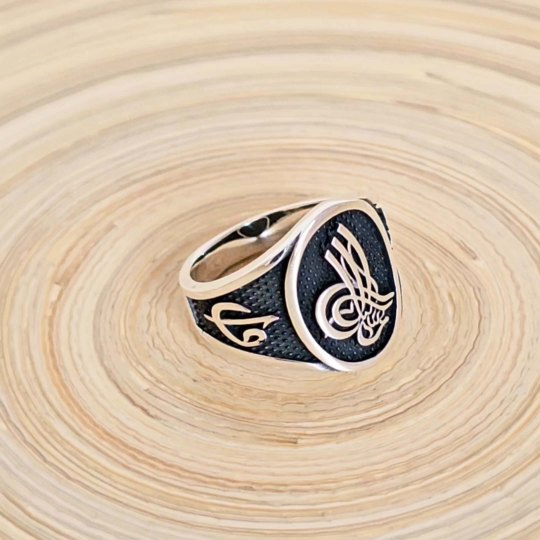 925 Ayar Tuğralı Elips Gümüş Erkek Yüzük : 00294
