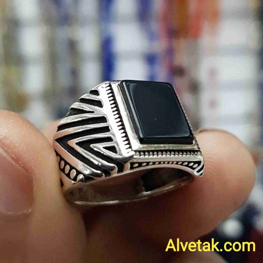 925 Ayar Siyah Oniks Taşlı Gümüş Erkek Yüzük : 02159