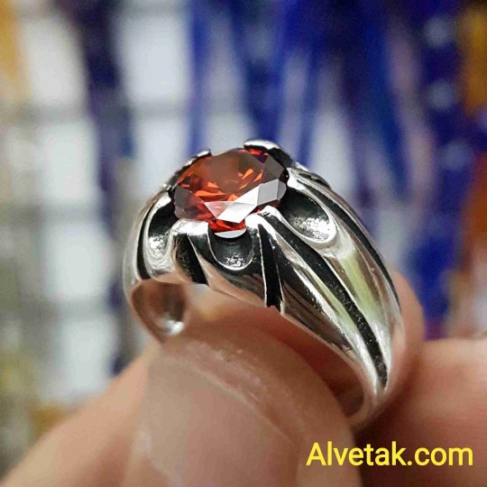 kırmızı zirkon taşlı 925 ayar gümüş erkek yüzük : 00460