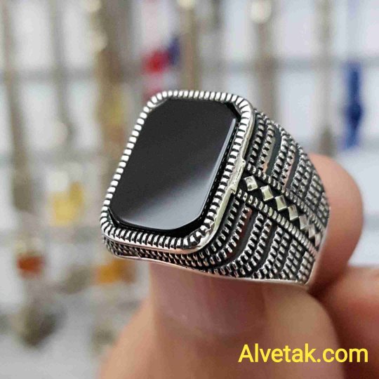 925 Ayar Siyah Oniks Taşlı Gümüş Erkek Yüzük : 01006