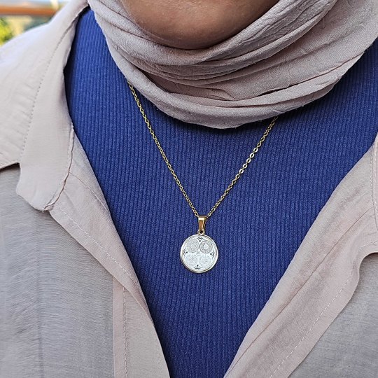 Ayetel Kürsi Nazar Ayeti Felak ve Nas Kolye, Gold Renk, Kararmaz Çelik, Küçük Model