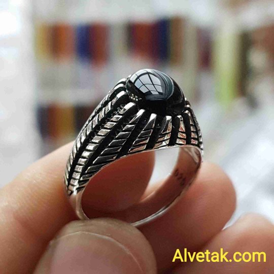 925 Ayar Siyah Oniks Taşlı Gümüş Erkek Yüzük : 00944