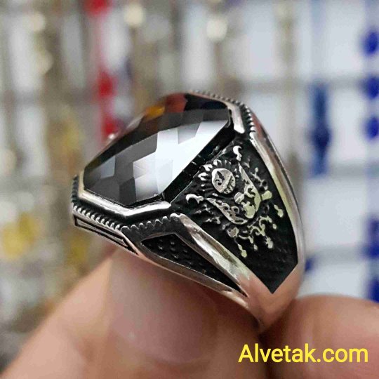 siyah zirkon taşlı 925 ayar gümüş erkek yüzük : 00970