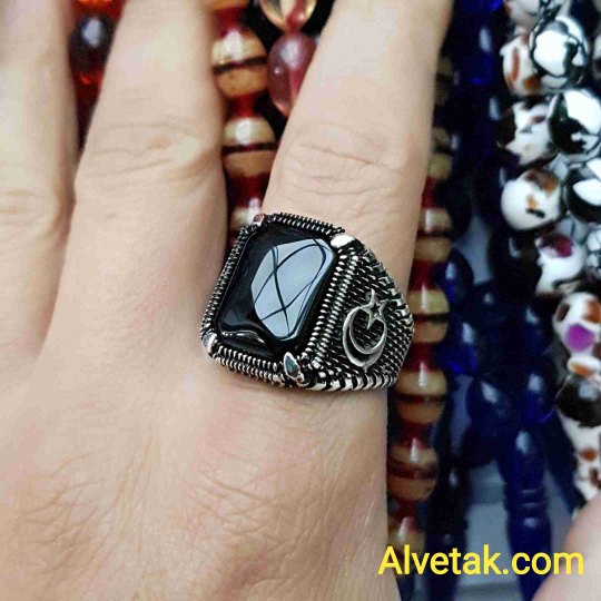 925 Ayar Siyah Oniks Taşlı Gümüş Erkek Yüzük : 01832