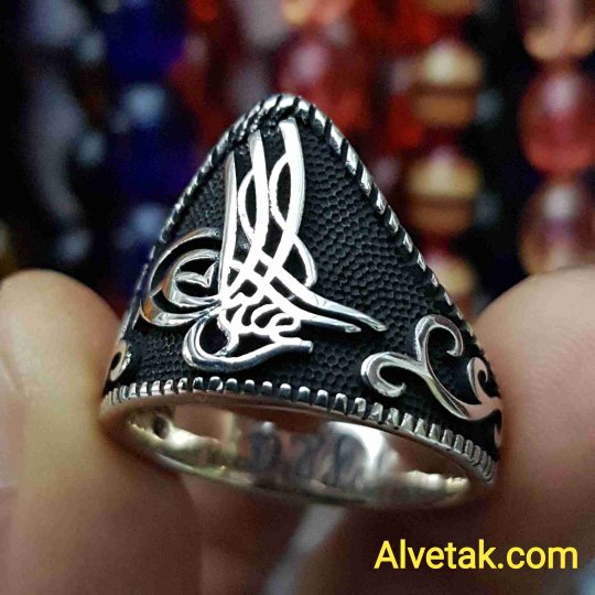 osmanlı tuğra figürlü 925 ayar gümüş okçu -zihgir- erkek yüzük : 00373 osmanlı tuğra figürlü 925 ayar gümüş okçu -zihgir- erkek yüzük : 00373